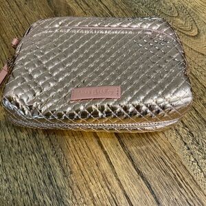 Vera Bradley Rose Gold Cosmetic Bag, Quilted, floral interior, EUC!
